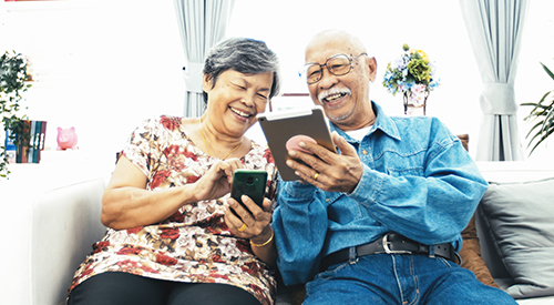 Older Adult Couple Online